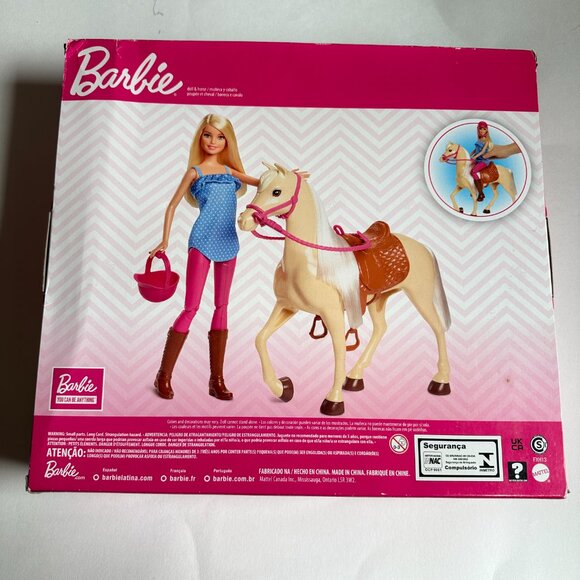 Barbie Doll & Horse Set with Blonde Doll in Riding Outfit, Light Brown Horse - Picture 2 of 4